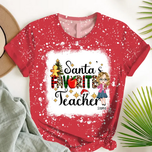 Personalized Santa's Favorite Teacher 3D T-shirt Printed HTHHN23611