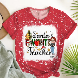 Personalized Santa's Favorite Teacher 3D T-shirt Printed HTHHN23611