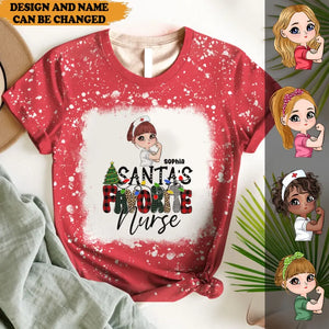 Personalized Santa's Favorite Nurse Nurse Christmas Bleacher 3D T-shirt Printed HTHVQ23612