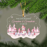 Personalized The Love Between Grandma & Grandkids Is Forever Snowman Kid Names Xmas Gift Acrylic Ornament Printed MTHN23554