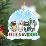 Personalized Feliz Navidog Dog In The Snow Custom Name Acrylic Ornament Printed MTKVH23645
