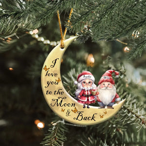 Personalized I Love You To The Moon & Back Santa Mrs Claus Crescent Moon Couple Gift Acrylic Ornament Printed MTHN23706