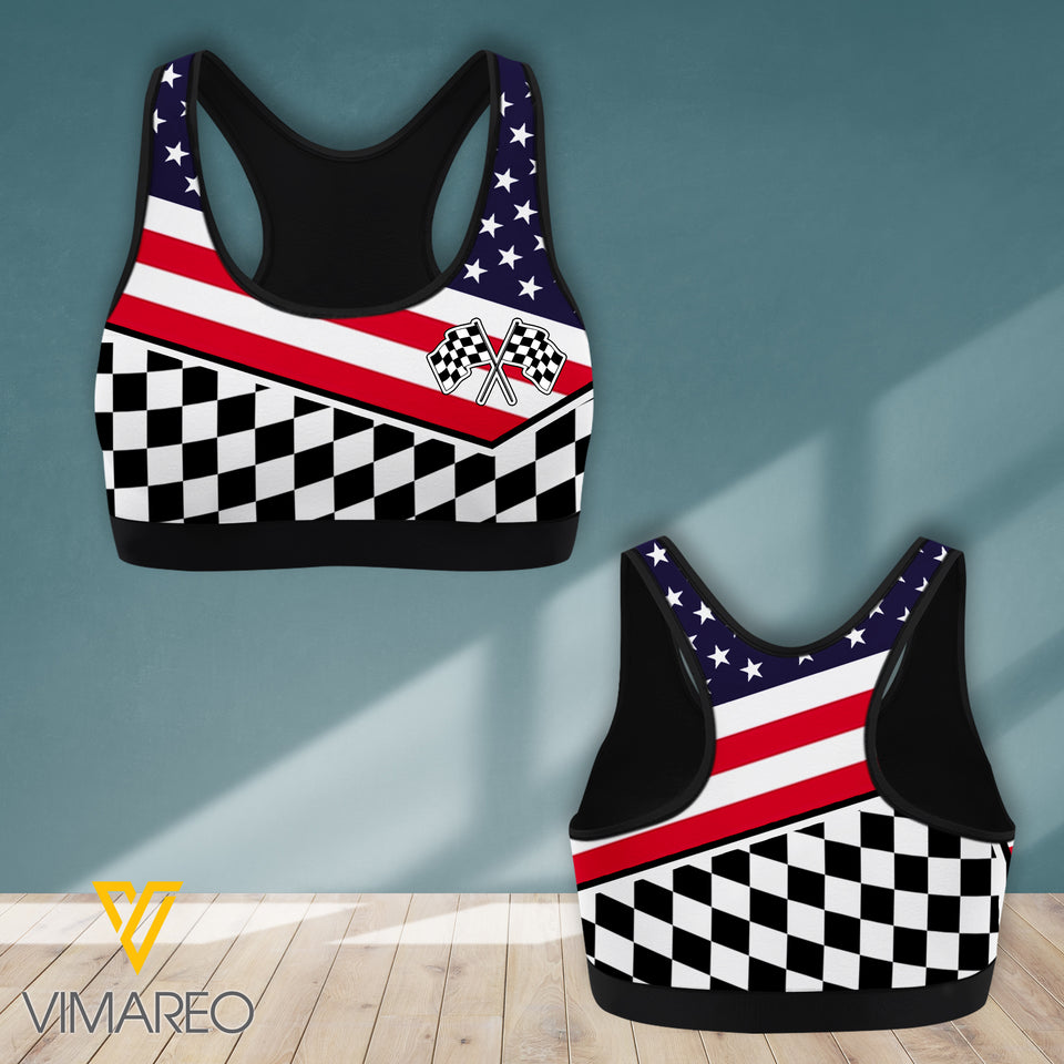 RACING GIRL US FLAG SPORT BRA/LEGGING