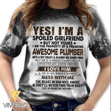 I'm The Property Of A Freaking Awesome Plumber Bleached Tshirt Printed SEP-MA20