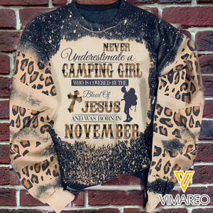 NOVEMBER CAMPING GIRL BLOOD OF JESUS SWEATSHIRT PRINTED TNMA0810