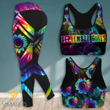 SEPTEMBER GIRL SUNFLOWER TIE DYE SPORT BRA/LEGGING
