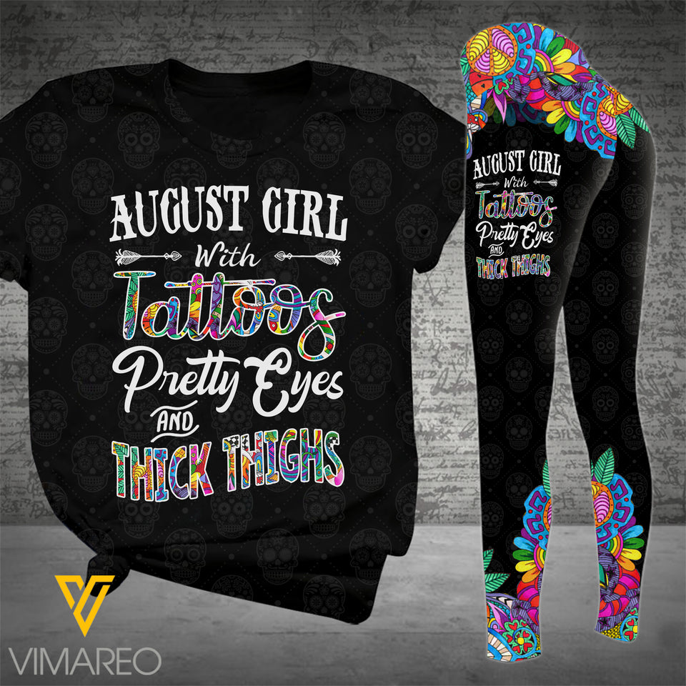 AUGUST GIRL WITH TATTOOS COMBO TSHIRT + LEGGING 3D PRINTED MAY-MA12
