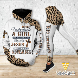 NOVEMBER GIRL BLOOD OF JESUS COMBO HOODIE / LEGGING PRINTED 3D