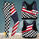 RACING GIRL US FLAG SPORT BRA/LEGGING