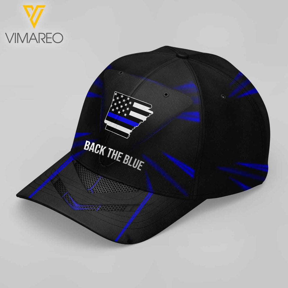 Arkansas map blue line Peaked cap 3D MTP v2