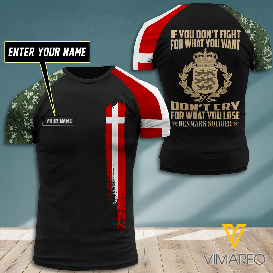 Customized Denmark Soldier 3D Printed Shirt EZMQ0407