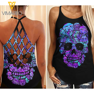 Dog Mom Criss-Cross Open Back Camisole Tank Top MQSEHR
