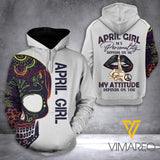 April girl- Skull HOODIE 3D PRINTED