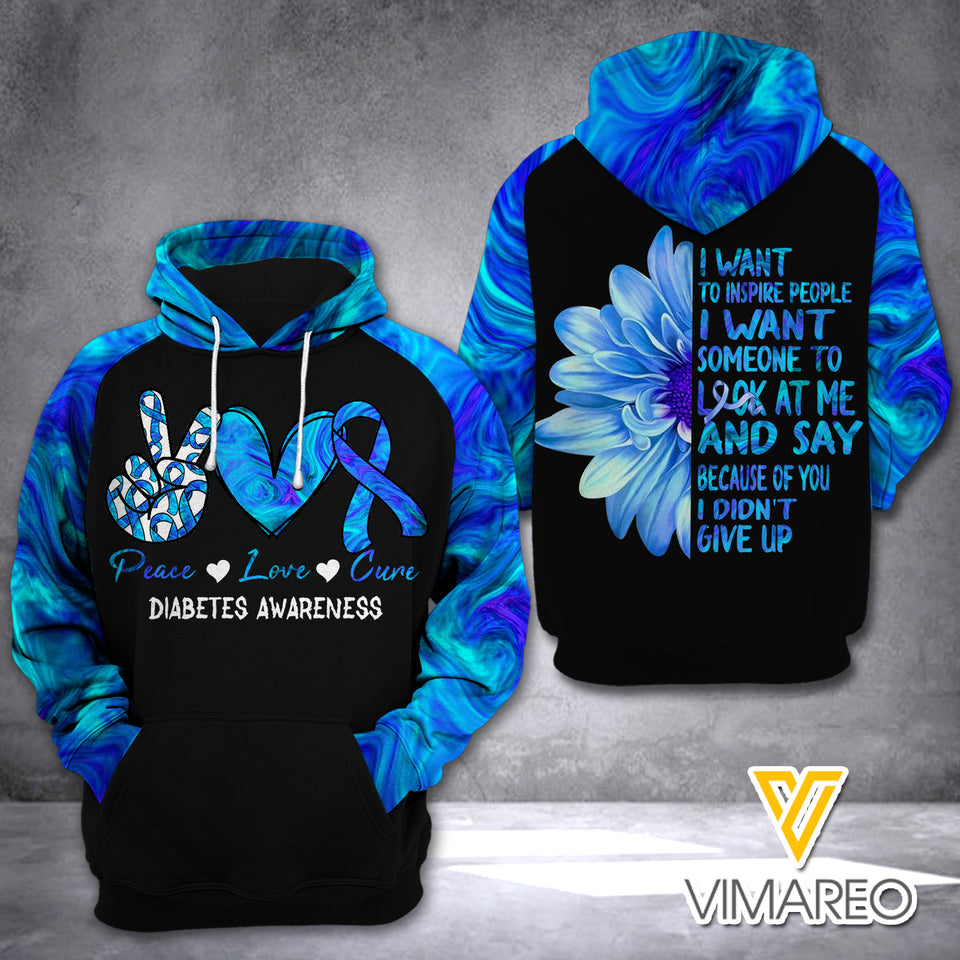 Diabetes Awareness Hoodie 3D Printed NEY104A