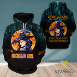 MICHIGAN GIRL HAPPY HALLOWEEN HOODIE 3D PRINTED NEY168A