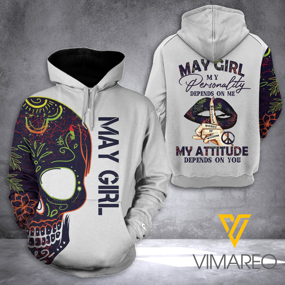 May girl- Skull HOODIE 3D PRINTED