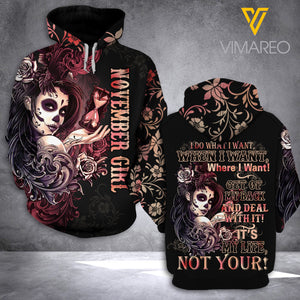 NOVEMBER GIRL TATTOOS HOODIE 3D PRINTED 1707A