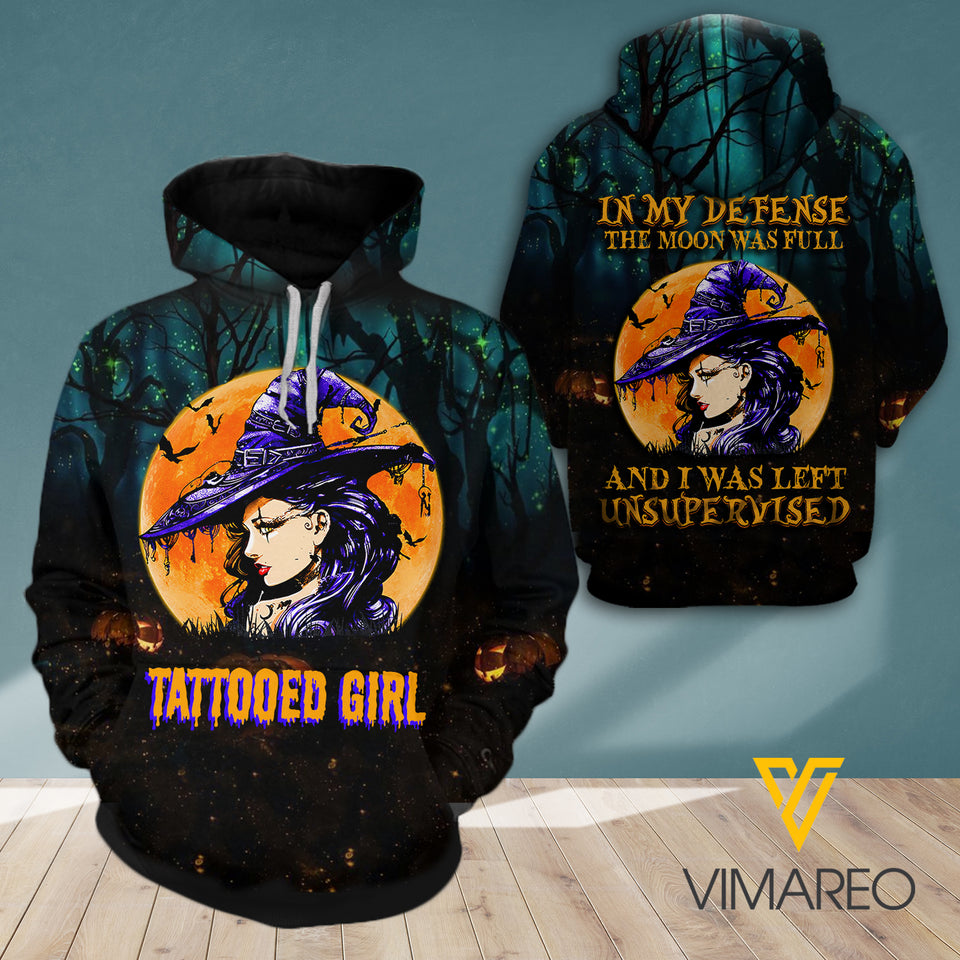 TATTOOED GIRL HAPPY HALLOWEEN HOODIE 3D PRINTED NEY168A