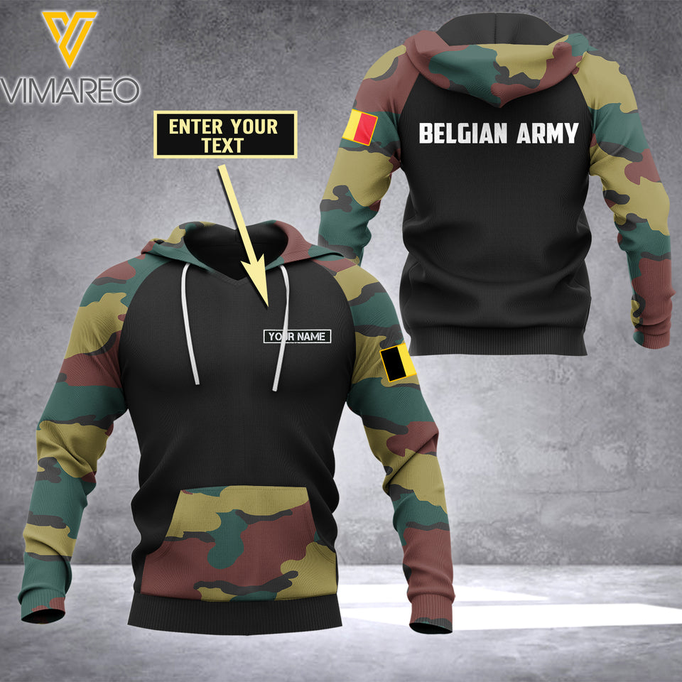 Belgian army Flag Customized 3D PRINTED TSHIRT 0705NGBMQ