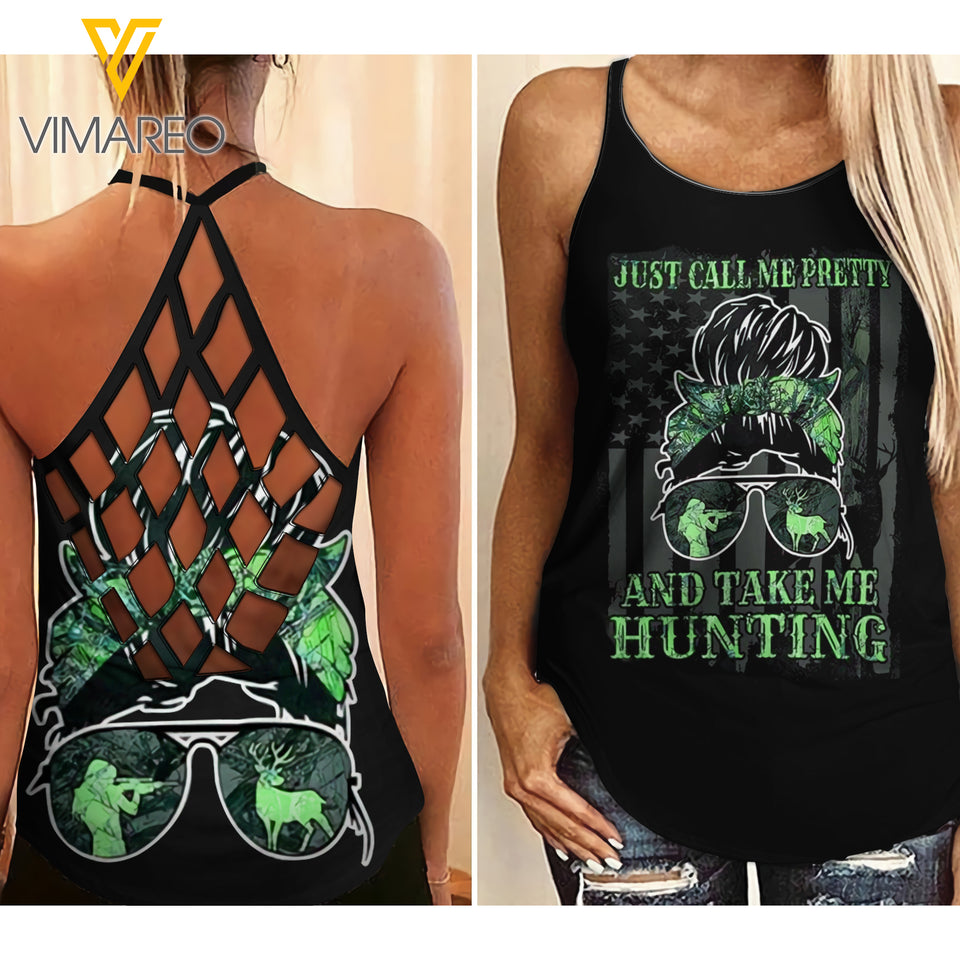 HUNTING Girl Criss-Cross Open Back Camisole Tank Top 1406MQ