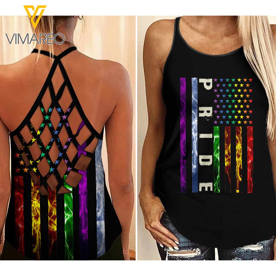 PRIDE LGBT girl Criss-Cross Open Back Camisole Tank Top 1904NGBMQ