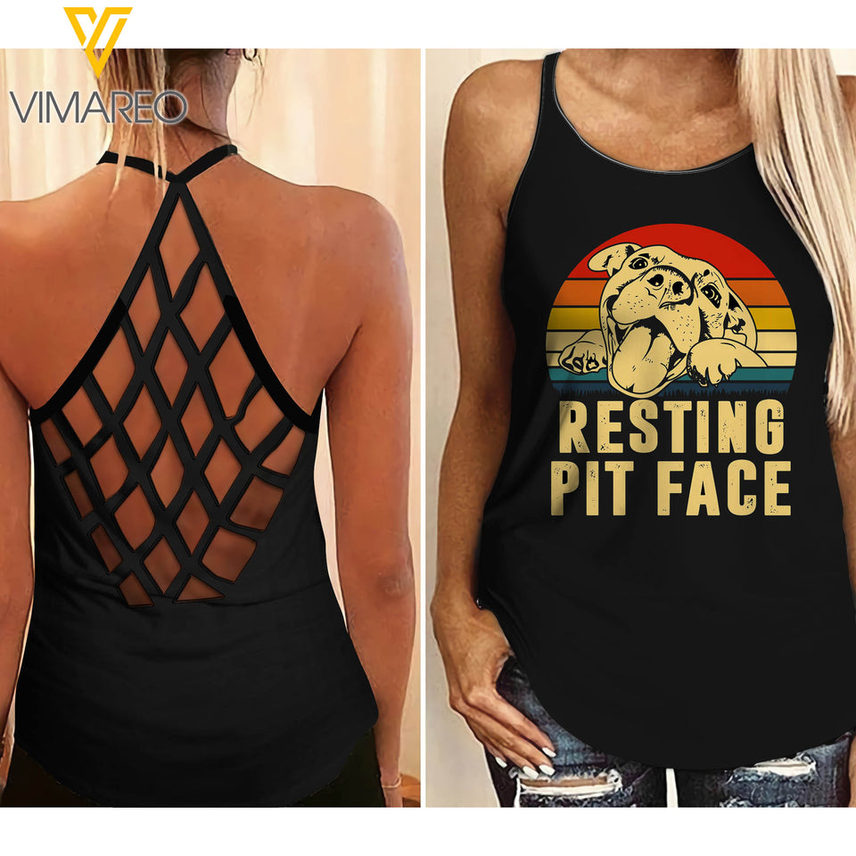 Pitbull girl Criss-Cross Open Back Camisole Tank Top 2904NGBMQ