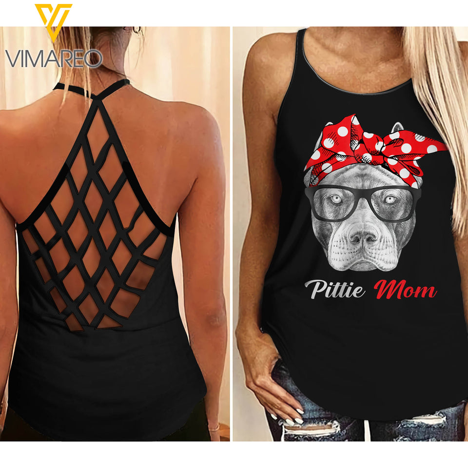 Pitbull girl Criss-Cross Open Back Camisole Tank Top 2904NGBMQ