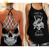 Skull tattoos girl Criss-Cross Open Back Camisole Tank Top 1907MQ
