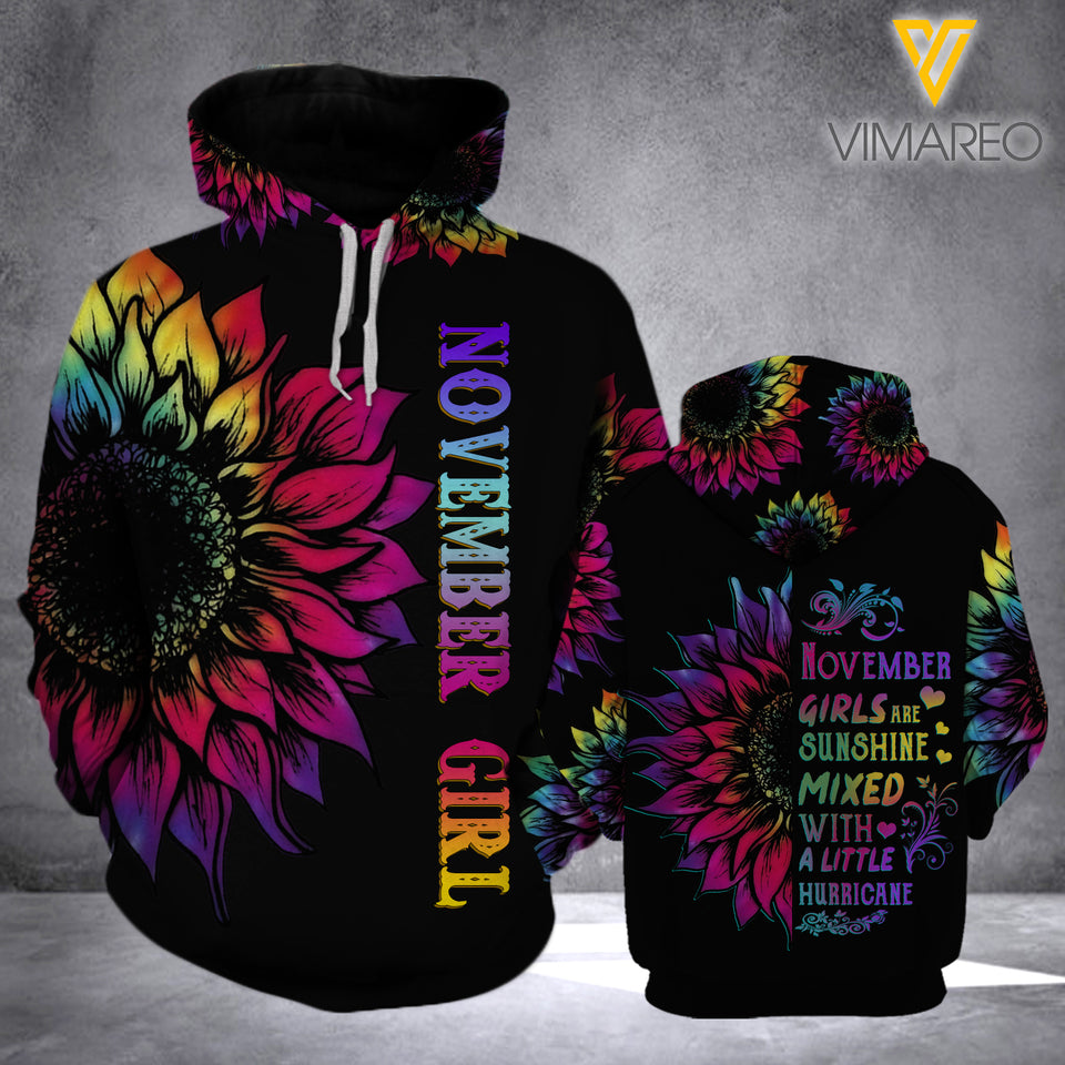 KHMD NOVEMBER GIRLS HURRICANE HOODIE 3D PRINTED