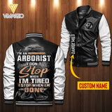 Personalized Arborist Leather Bomber Jacket SEP-MA28