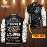 Personalized Plumber Leather Bomber Jacket SEP-MA28