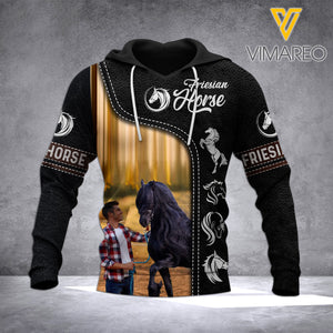 PERSONALIZED Friesian Horse HOODIE 3D PRINTED AUG-QH23
