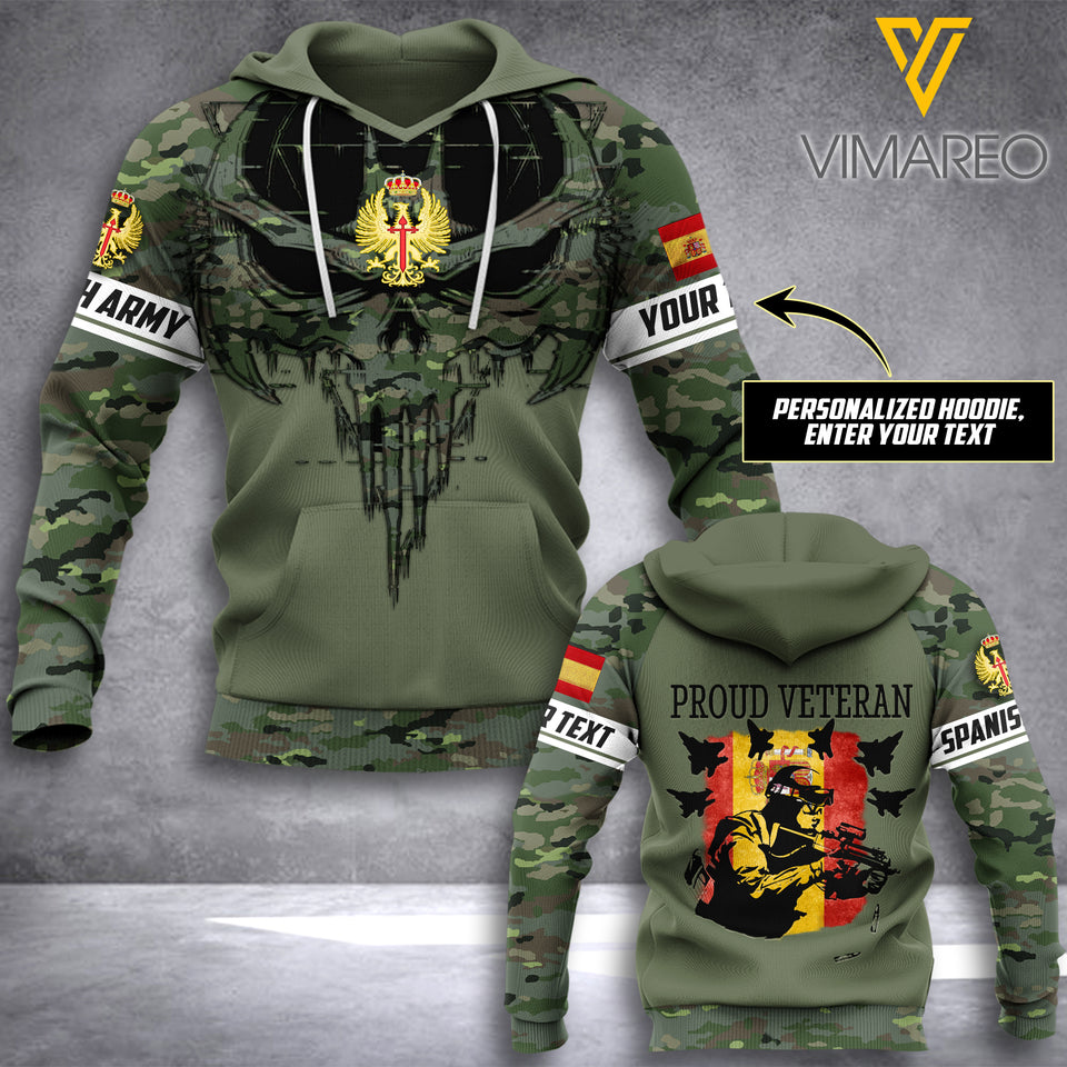 PHN PERSONALIZED SPANISH VETERAN HOODIE 3D PRINTED MAY-LN13