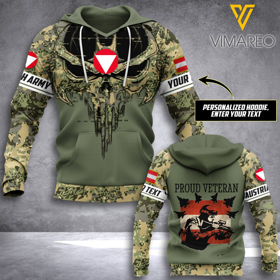PHN PERSONALIZED AUSTRIA VETERAN HOODIE 3D PRINTED MAY-LN13