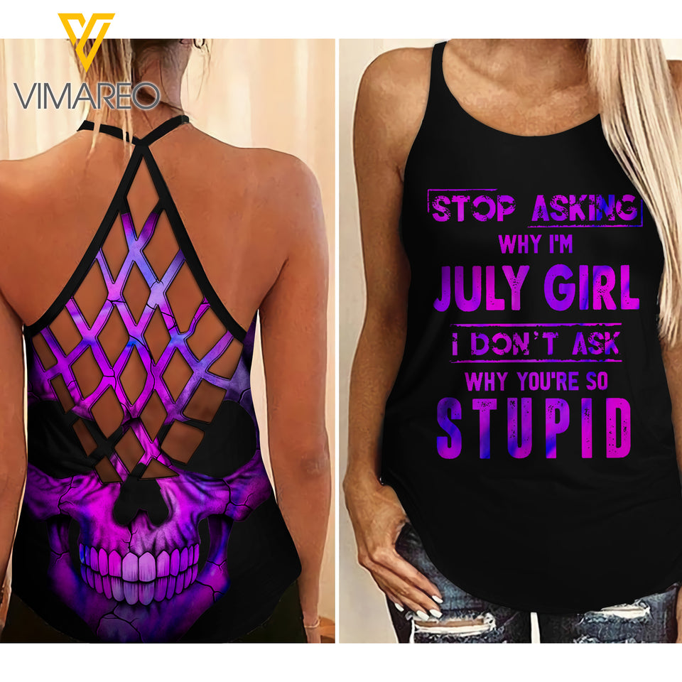 PHN July Girl Criss-Cross Open Back Camisole Tank Top MAY-LN14