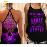 PHN Crazy Girl Criss-Cross Open Back Camisole Tank Top MAY-LN14