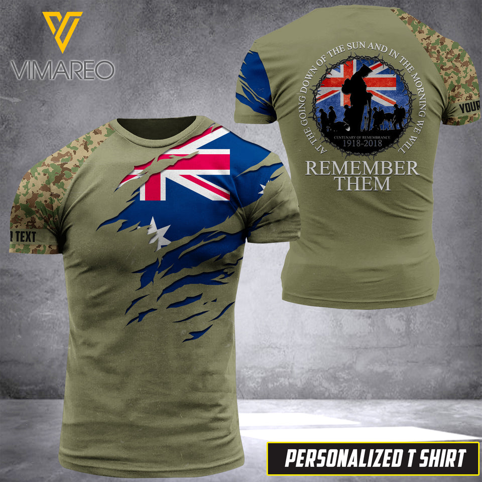 PHN PERSONALIZED AUSTRALIAN ARMY TSHIRT 3D PRINTED APR-LN14 THEM
