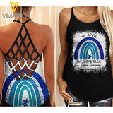 PHN AUTISM IN APRIL Criss-Cross Open Back Camisole Tank Top MAR-DT12