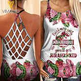 VMAH MAMASAURUS Criss-Cross Open Back Camisole Tank Top Legging MAR-DT11