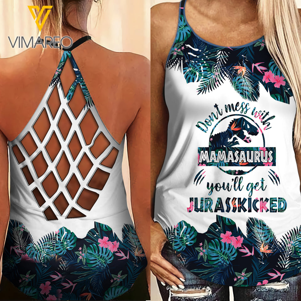 VMAH MAMASAURUS Criss-Cross Open Back Camisole Tank Top Legging MAR-DT11-1