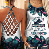 VMAH MAMASAURUS Criss-Cross Open Back Camisole Tank Top Legging MAR-DT11-1