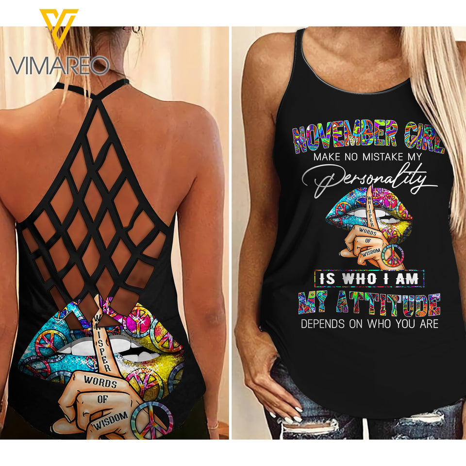 PHN November Girl Criss-Cross Open Back Camisole Tank Top MAR-DT18