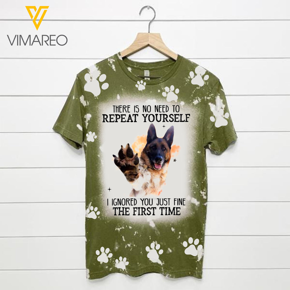 PHN German Shepherd Dog Bleached T-shirt Printed SEP-QH24