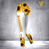 VMAH MAMASAURUS SUNFLOWER Criss-Cross Open Back Camisole Tank Top Legging MAR-QH11