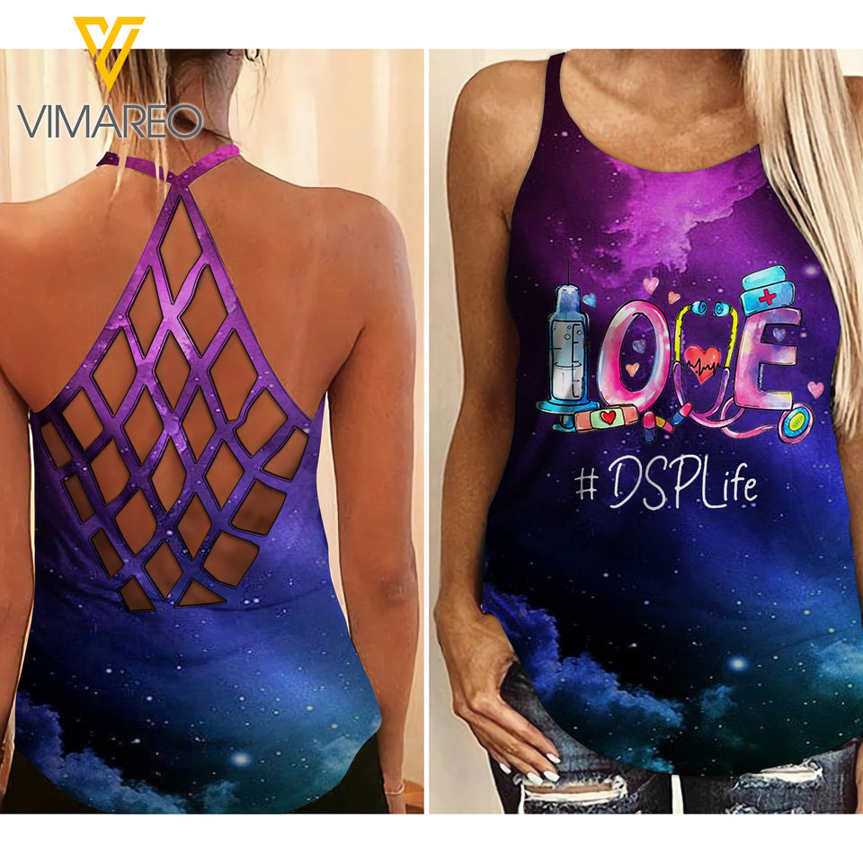 PHN DSP Life Criss-Cross Open Back Camisole Tank Top MAR-QH19