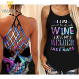 PHN Welder Criss-Cross Open Back Camisole Tank Top Legging MAR-DT26