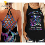 PHN February Girl Criss-Cross Open Back Camisole Tank Top Legging MAR-DT23