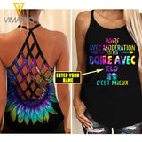 PHN Boire Avec Modération Criss-Cross Open Back Camisole Tank Top Legging APR-QH02