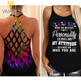 PHN Texas Girl Criss-Cross Open Back Camisole Tank Top Legging MAR-QH16