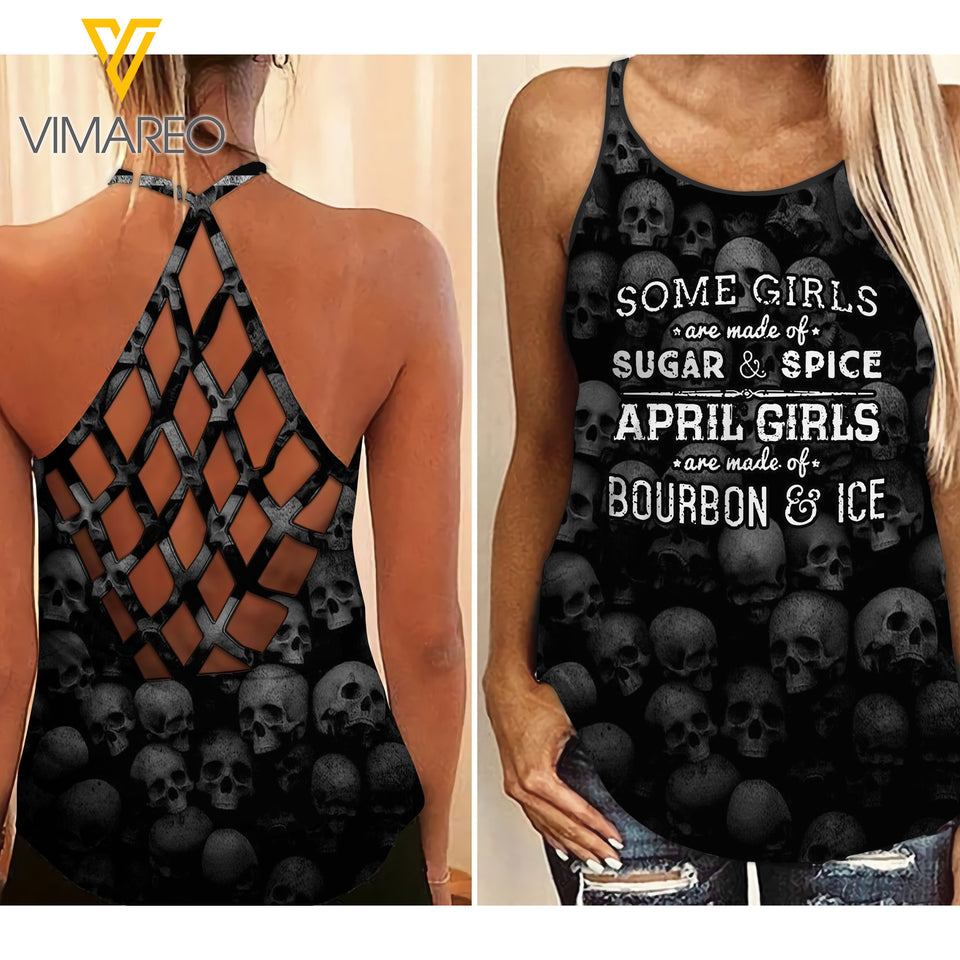 April Girl Ice Criss-Cross Open Back Camisole Tank Top ZHQ1703